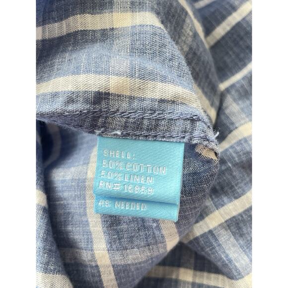 J. Mclaughlin Trim Fit Shirt Mens XL Blue Plaid Button Up Checked Linen Blend - Picture 9 of 10